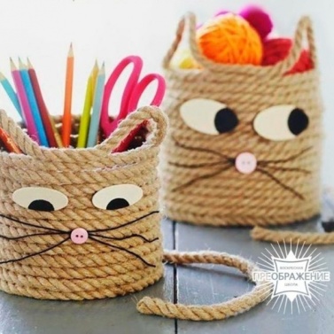Мастер-класс "Корзинка "Кошечка" из бечевки"